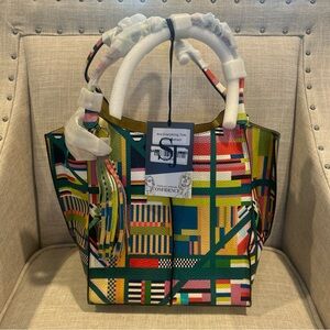 Sassy Jones Genuine Leather Ava Everything Tote Multi Abstract